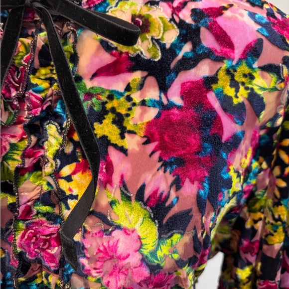 Dalia MacPhee Gorgeous Velvet Floral Long Sleeve Dress XL - Picture 2 of 5